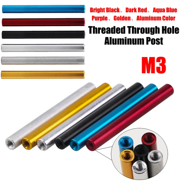 M3 Aluminum Column Round Threaded Sleeve Stud Standoff Nut Connector OD 5mm
