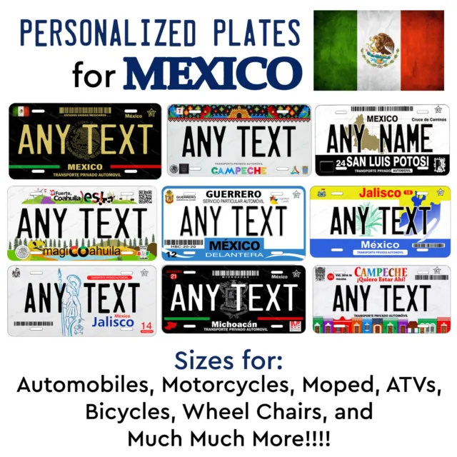 Custom Mexico Any State Any Text License Plate Customized Novelty Auto ATV Bike