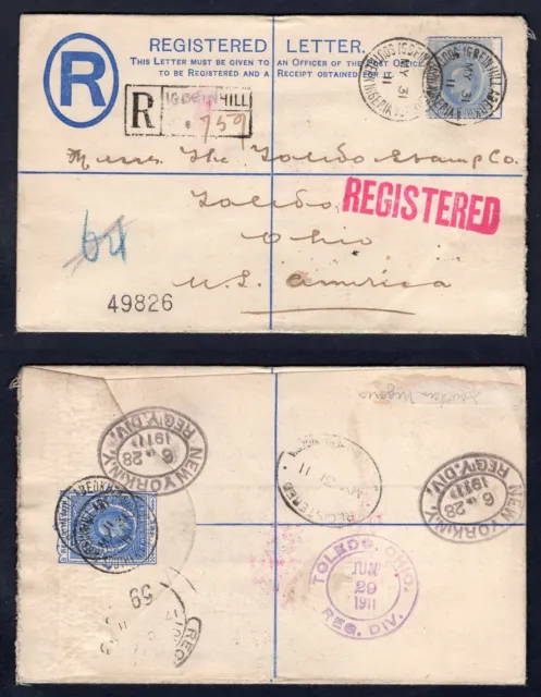 SOUTHERN NIGERIA 1911 Registered Cover to USA