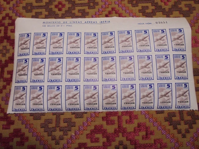30 vignettes post guerre d'Espagne Maroc surcharge Tanger 5 Ptas aviation