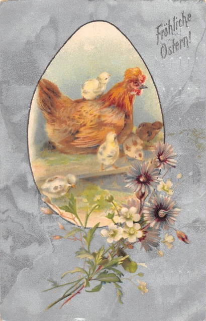 CPA FANTAISIE / JOYEUSES PAQUES / POULES ET SES POUSSINS / GAUFREE CPA FANTAISIE / JOYEUSES PAQUES / POULES ET SES POUSSINS / GAUFREE