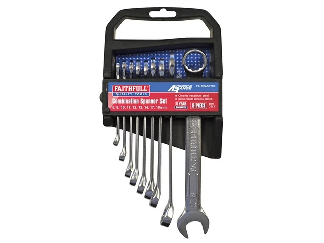 Faithfull FAISPASETC9 Chrome Vanadium Combinaison Clé Ensemble, 9 Pièce