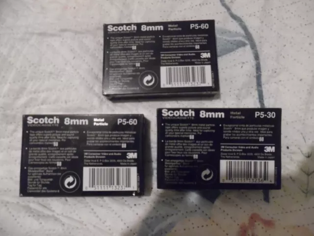 Lot de 3 Cassettes Scotch Video 8mm P5-60 Neuve 2