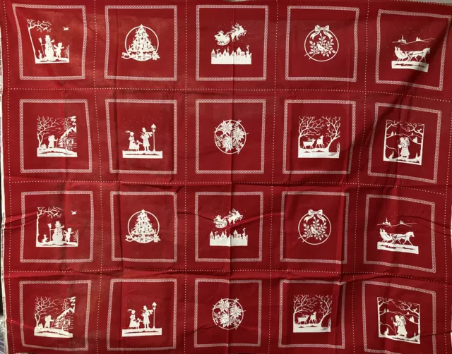 VTG Fabric Cranston Christmas Silhouettes Picture Book Wall Hanging Potholder 1Y