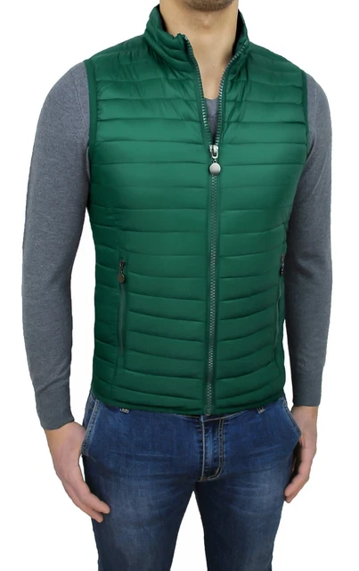 Giubbotto piumino uomo smanicato verde slim fit casual giubbino gilet da S a 3XL