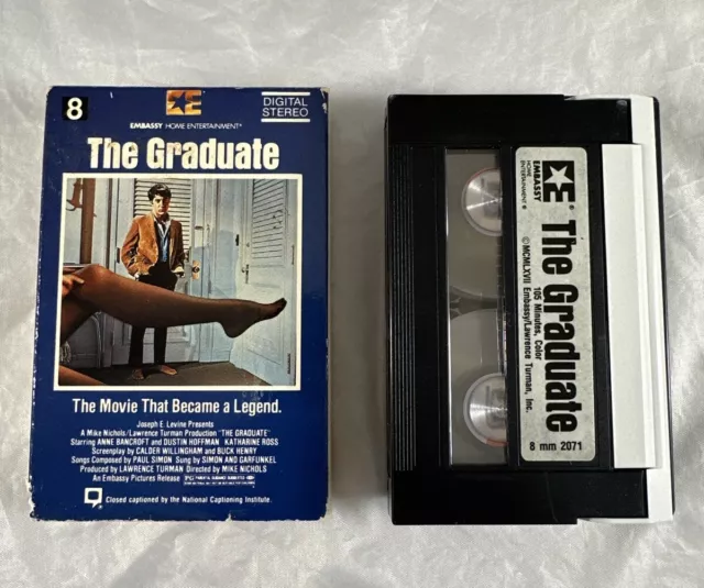 Video 8mm Movie Cassette, The Graduate, Dustin Hoffman, 1967, BGH bc