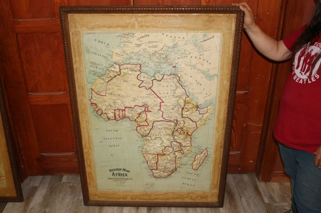 Large Vintage 1907 Atlas School Supply Chicago Relief Map Of Africa 48" x 34"