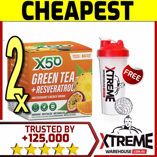 2X Green Tea X50 60 Serves // Weight Loss Detox Energy Gluten Free Antioxidant