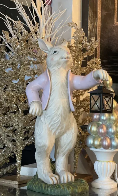 Gorgeous Large 24” Tall Spring Easter Bunny Statue With Lantern