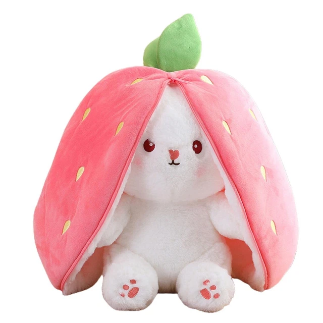 peluche petit lapin mignon qui se transforme en fraise (25cm)