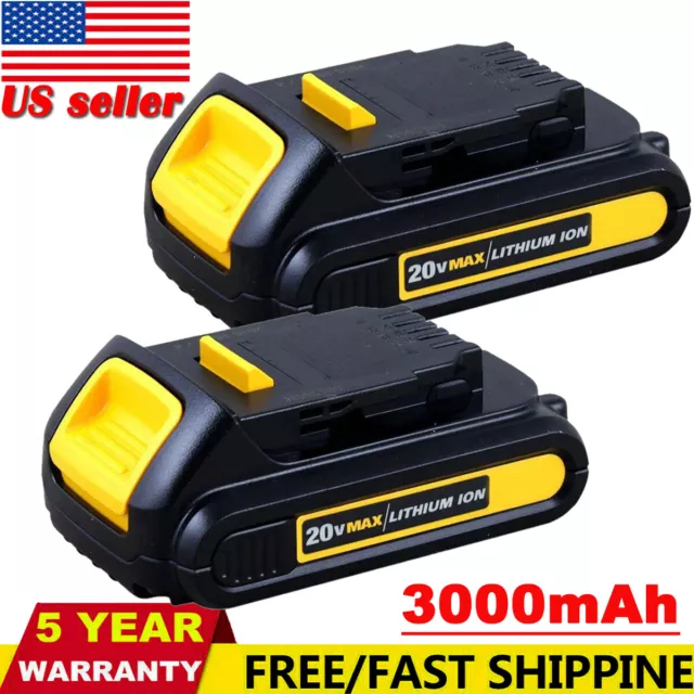 2PACK 3.0Ah For Dewalt DCB201 20V 20 Volt Max Battery XR Li-Ion DCB203 DCB206