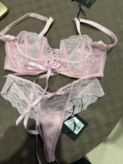 Set 5 Pièces Honey Birdette Rebecca Bleu Dentelle - Tailles M Et S - Occasion Parfait état