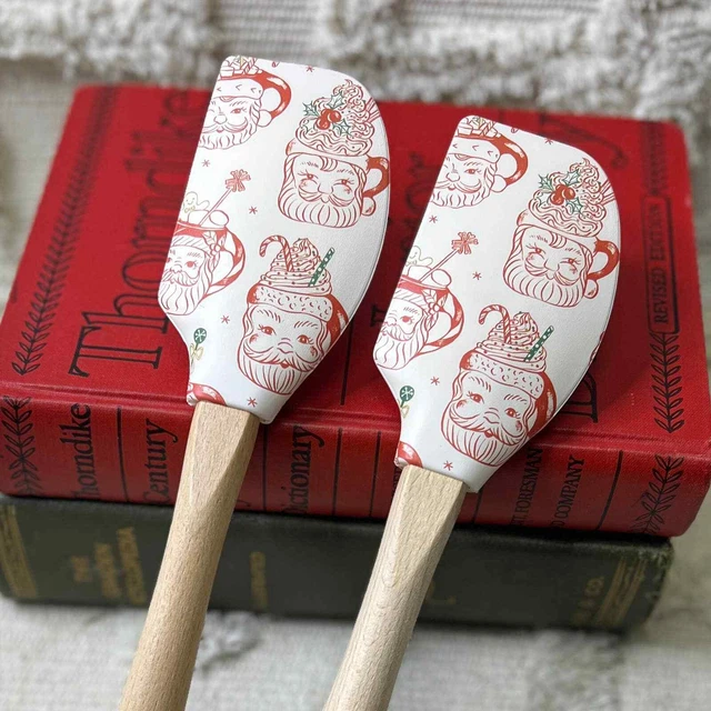 Anthropologie lot of 2 LOUISE PRETZEL SANTA Claus Mug Print SPATULA Christmas