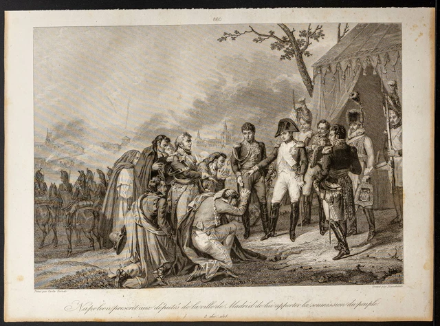 1841ca - Bataille de Somosierra - Madrid en Espagne Gravure ancienne - Napoléon