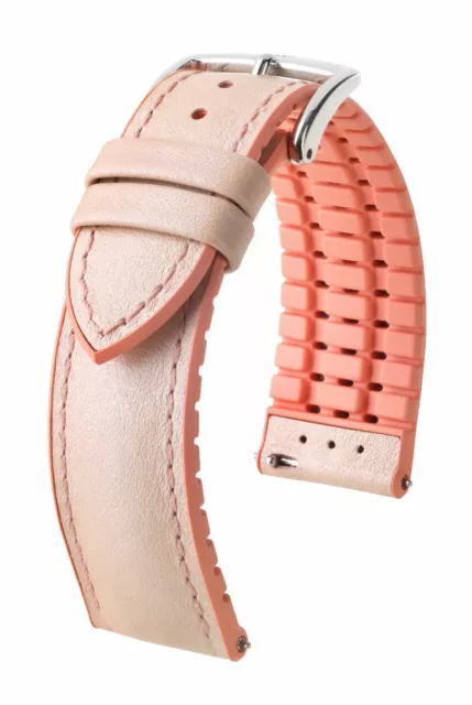 Bracelet HIRSCH Femme Montre Lindsey Cuir Caoutchouc Kern Beige Rose 20mm