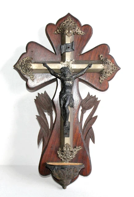 Crucifix Baroque En Bois – Christ Coloré « Sienne » – 36 Cm – Fait Main En Italie