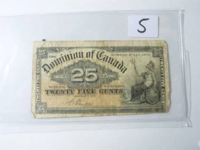 CANADA BANKNOTE SHINPLASTER 1900  25 cent SIGNATURE BOVILLE  NO5