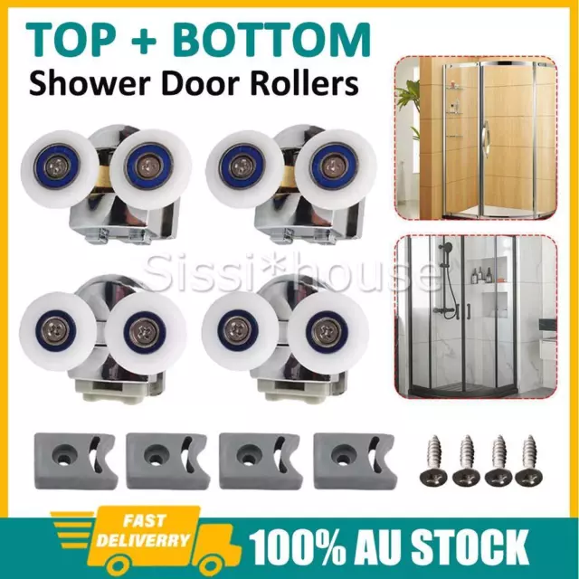 4Pack Twin Shower Door Wheels Heavy Duty Top & Bottom Rollers Runners 25mm Wheel