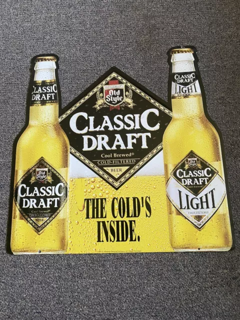 Vintage 1991 Old Style Classic Draft Metal Tin Beer Bar Mancave Sign 16 X 16