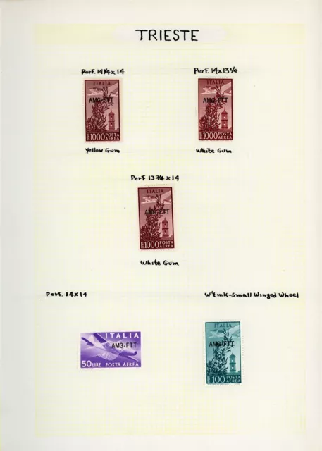 AMG-FTT TRIESTE Album Page Lot #33 - AIR POST PERF VARIETIES - SEE SCAN - $$$