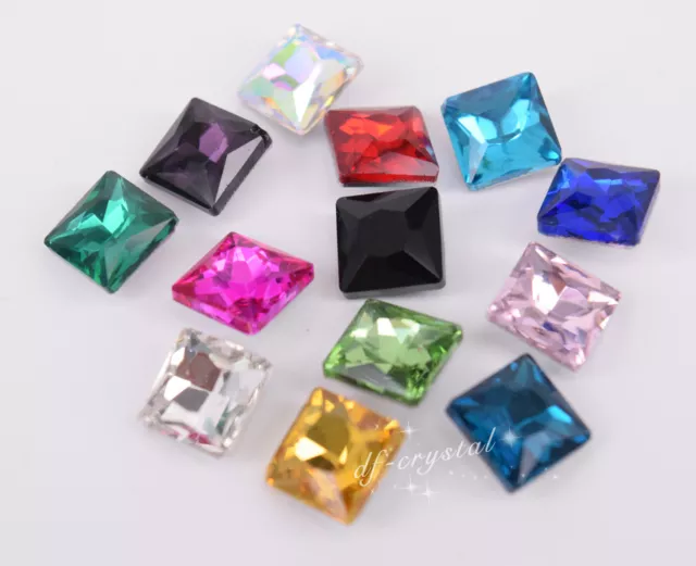 100 Pcs Size Colour Glass Faceted Glass Rhinestones Square Jewels