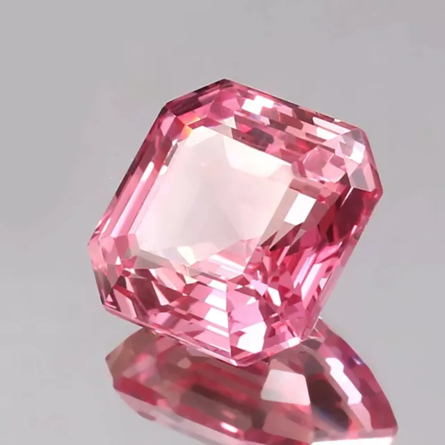 Natural Flawless Madagascar Pink Morganite Asscher Loose Cut Gemstone 15x15 MM