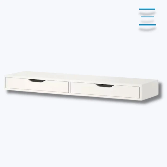 IKEA EKBY ALEX Shelf with drawers, white 46 7/8x11 3/8 