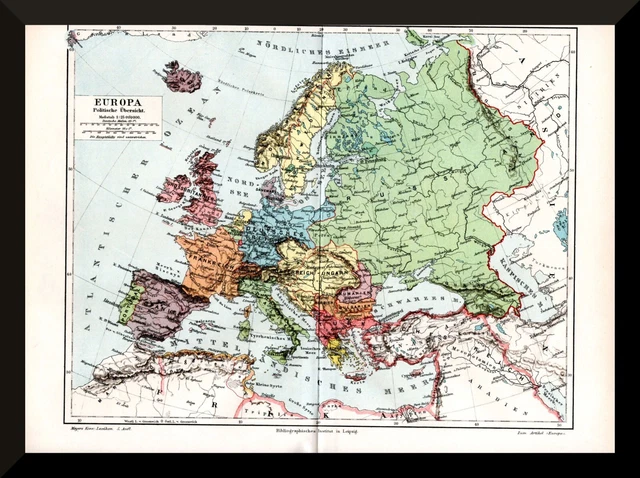 Republik Und Volk In Europa 5 Buchstaben HISTORISCHE LANDKARTE +EUROPA+ 1895 +Deutsches Reich,Österreich-Ungarn