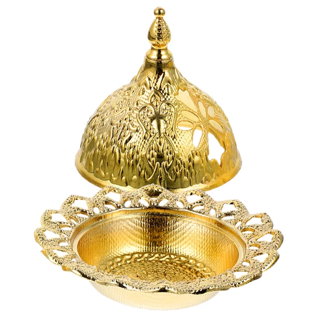 Bruciatore Di Incenso Retro In Alluminio - Bakhoor Portaincensi Decorativo Da Tavolo, Vintage Per Casa E Ufficio, 11,5x7,5 Cm