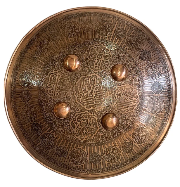 Handcrafted warrior battle ready shield 16 inches with engraved carvings Islamic