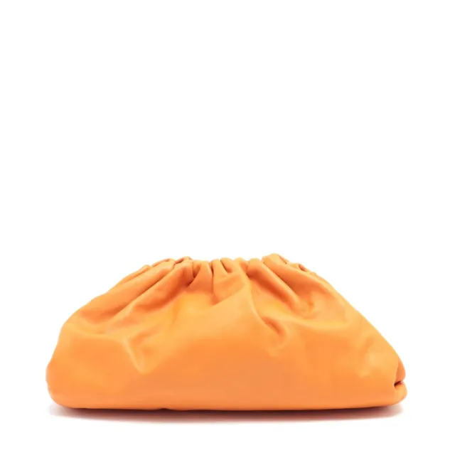 BOTTEGA VENETA The Pouch Leather Clutch Bag Orange