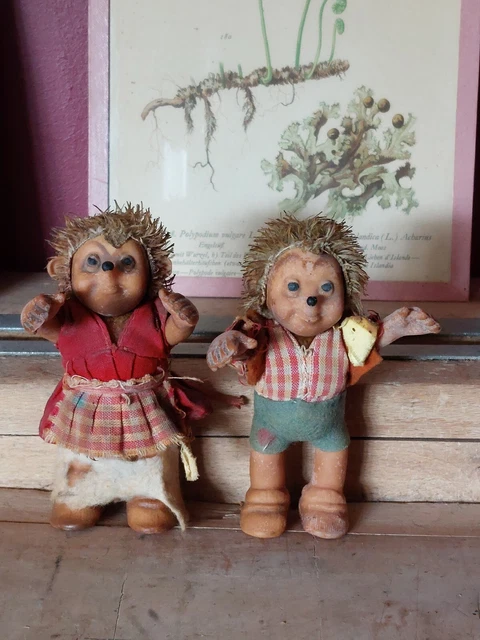 Antigua Muñeca Pareja De Niños Erizo Steiff