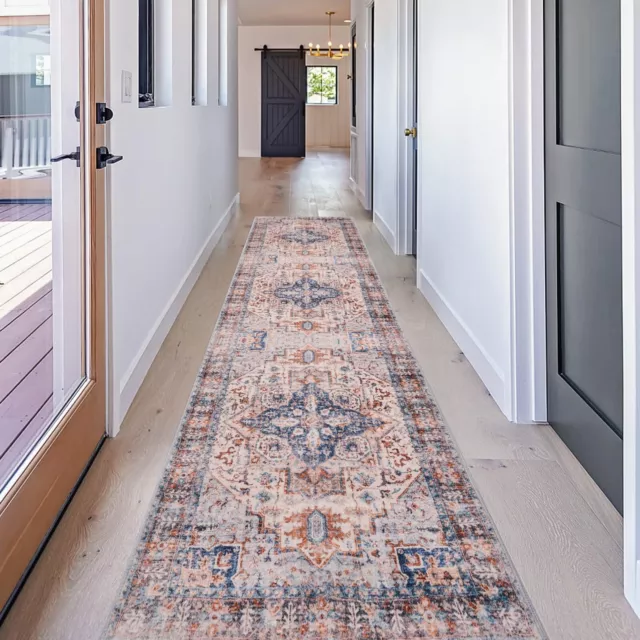 Washable Runner Rug 2x8, Boho Runners for Hallways with Rubber Backing, Non-S...