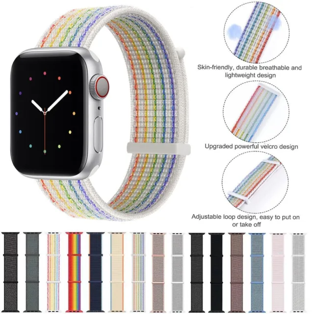 CINTURINO per Apple Watch Smartwatch 5 4 3 2 Orologio 38 40 41 mm nylon velcro