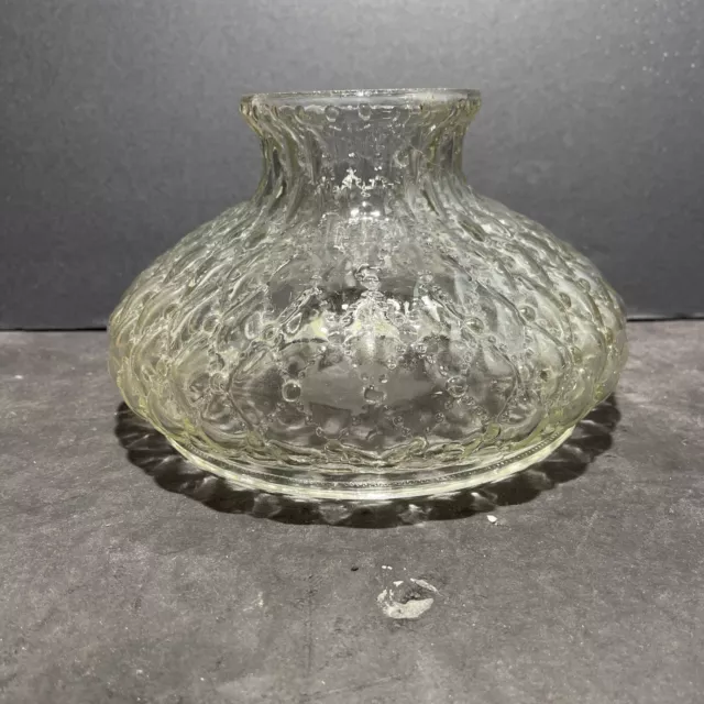 7” Vintage Oil -Kerosene Glass Student Diamond Quilt Lamp Shade Preowned