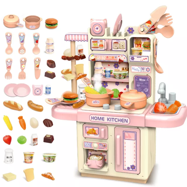 Pretend Kitchen Playset Toy with Water Light Steam Features Role Play Set