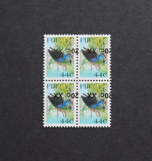 FIJI - RARO ERROR SOBREIMPRESIÓN PROVISIONAL 20c/44c MNH NEGRO 4 SOBREIMPRESIONES INVERTIDAS RRR