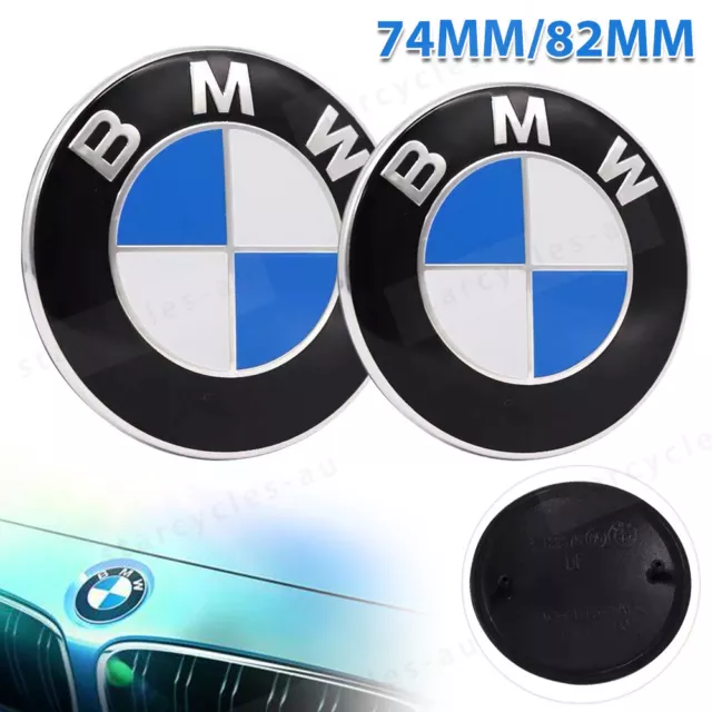 1/2X Front Hood 82mm & Rear Trunk 74mm Badge Emblem Logo For BMW E38 E46 E90 X5