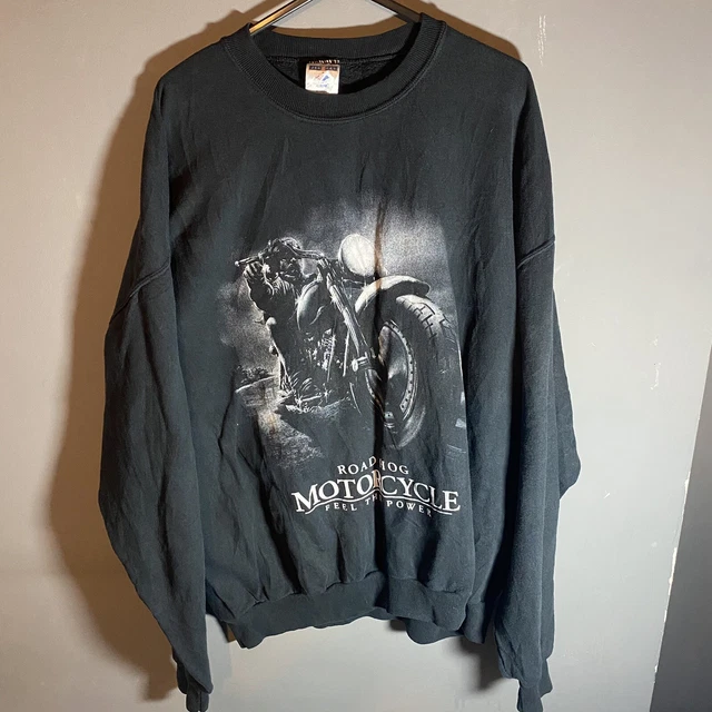 VINTAGE Motorcycle Jumper Sweatshirt Adult Extra Large Black Men 90s