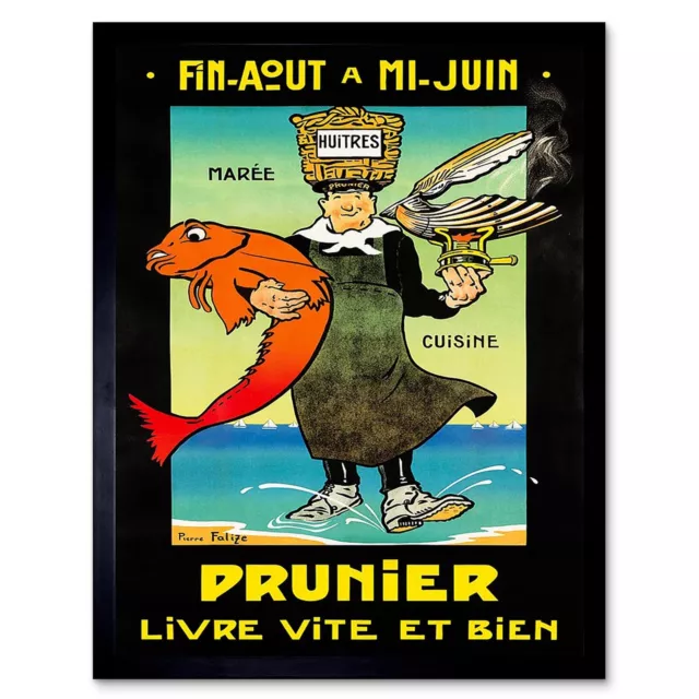 Advert Food Seafood Oyster Prunier France Cuisine 12X16 Inch Framed Art Print