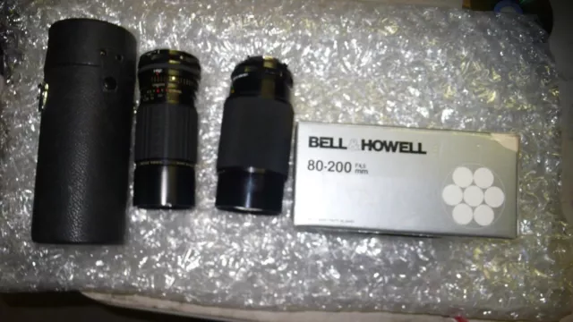 5 Vintage Lenses for 35mm camera Sakar, RMC, Vivitar Matched Multiplier, BELL &
