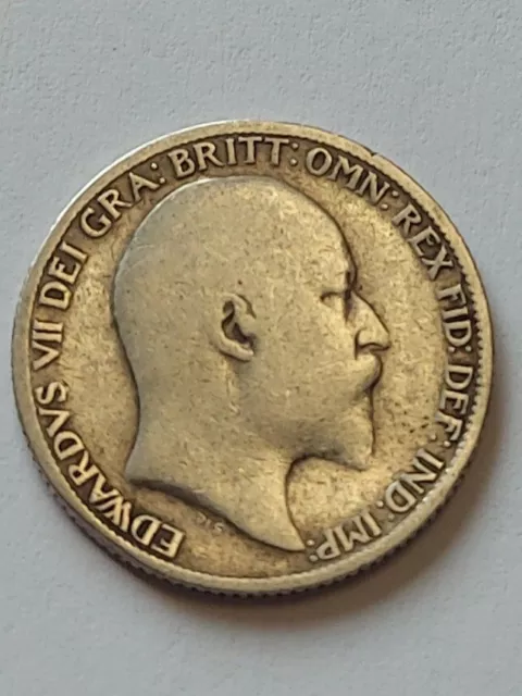 1908 King Edward VII Silver Sixpence Coin