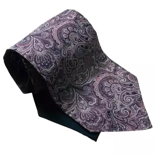 Cravat Tie Silk Wedding Ascot Mens by Lloyd Attree & Smith Burgundy Wine Paisley