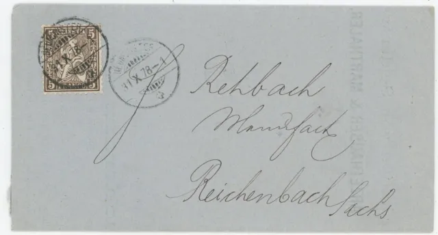 Schweiz Brief Neumünster Reichenbach 1878