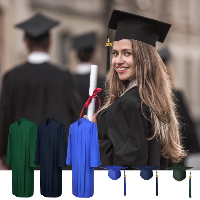 MyGradDay Graduation Matte Gown & Cap Set With Tassel & 2018/2019 Charm - Royal Blue