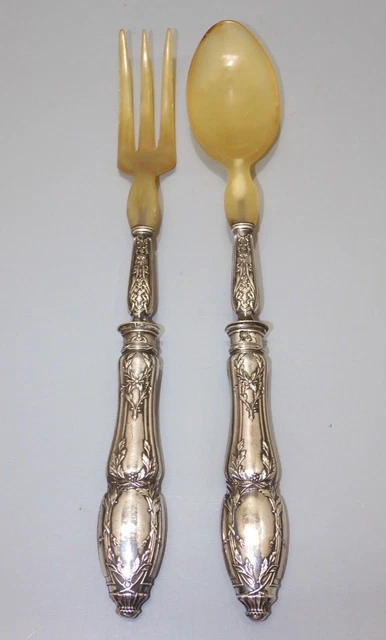 Couverts à salade et à gigot ARGENT 19e s Minerve Eugène