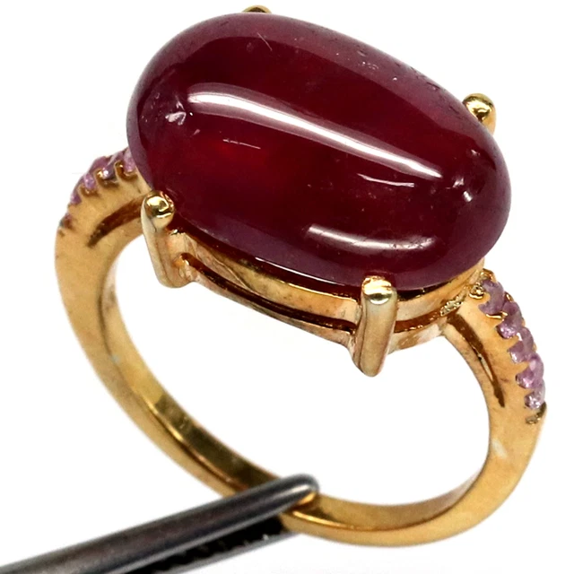 11 X 16 Mm. Rot Rubin & Rosa Saphir Ring 925 Silber