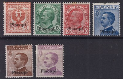 COLONIE PISCOPI 1912 SOPRASTAMPATI 6 VALORI USATI 