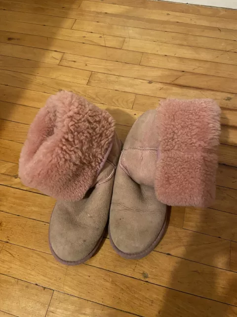 UGG Australia  Womens Pink Suede Sheepskin Winter Boots Size 7