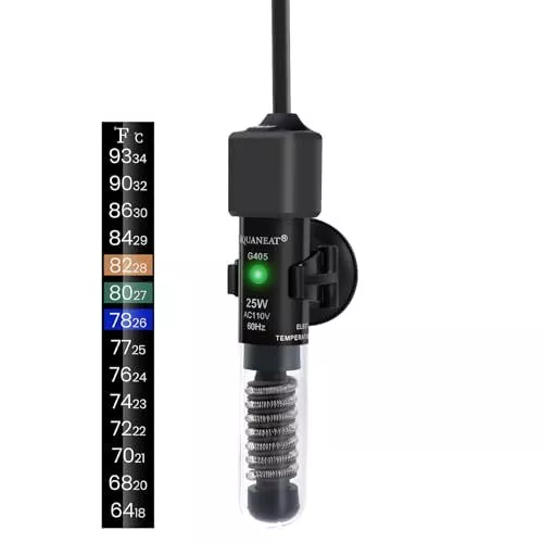 Aquarium Heater, 25W Small Betta Fish Tank Heater, Mini Preset Water